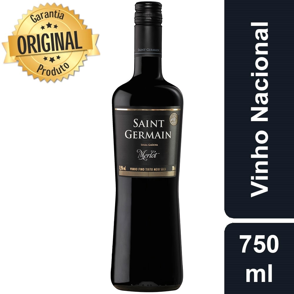 Vinho Tinto Nacional Merlot Saint Germain Demi Meio Seco 750ml