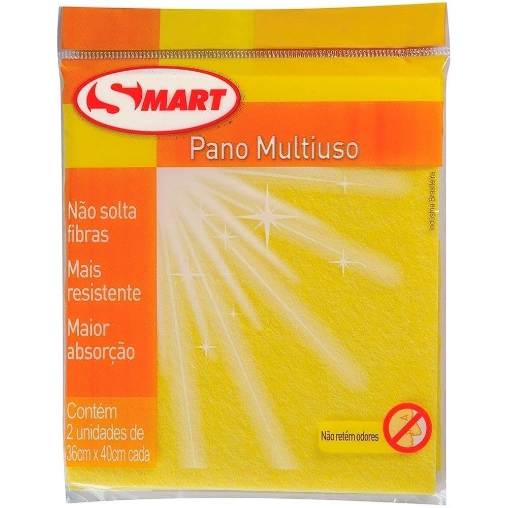 Pano p/ Limpeza Amarelo 24 Emb. c/ 2 Unidades - Smart